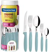 Tramontina Ipanema set de couverts pour 6 personnes, set de 30 pièces, acier inoxydable Cuisine Naty Shop Bleu clair