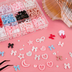 500 pcs 3D Nail Charm Schleifen Charms Nail Art Charms Schleife Nagel Charms Nägel Nail Art Schleifen Nageldekorationen Mit Aufnahmewerkzeug Für Frauen und Mädchen Nagel-Diy-Zubehör