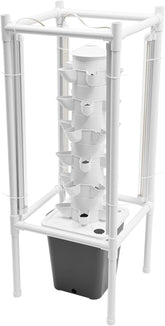 Kit de creștere turn hidroponic, 30 de găuri, 6 niveluri, turn de plantare fără sol, sistem hidroponic, turn aeroponic, grădină verticală, turn de căpșuni, sistem de creștere hidroponic pentru ierburi, fructe și legume (gri)