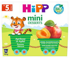 HiPP Mini Dessert Bio Abricot et Pomme (pack de 6 x 4 x 100g), dès 5 mois, dans des gobelets pratiques, sans sucre ajouté, meilleure qualité bio