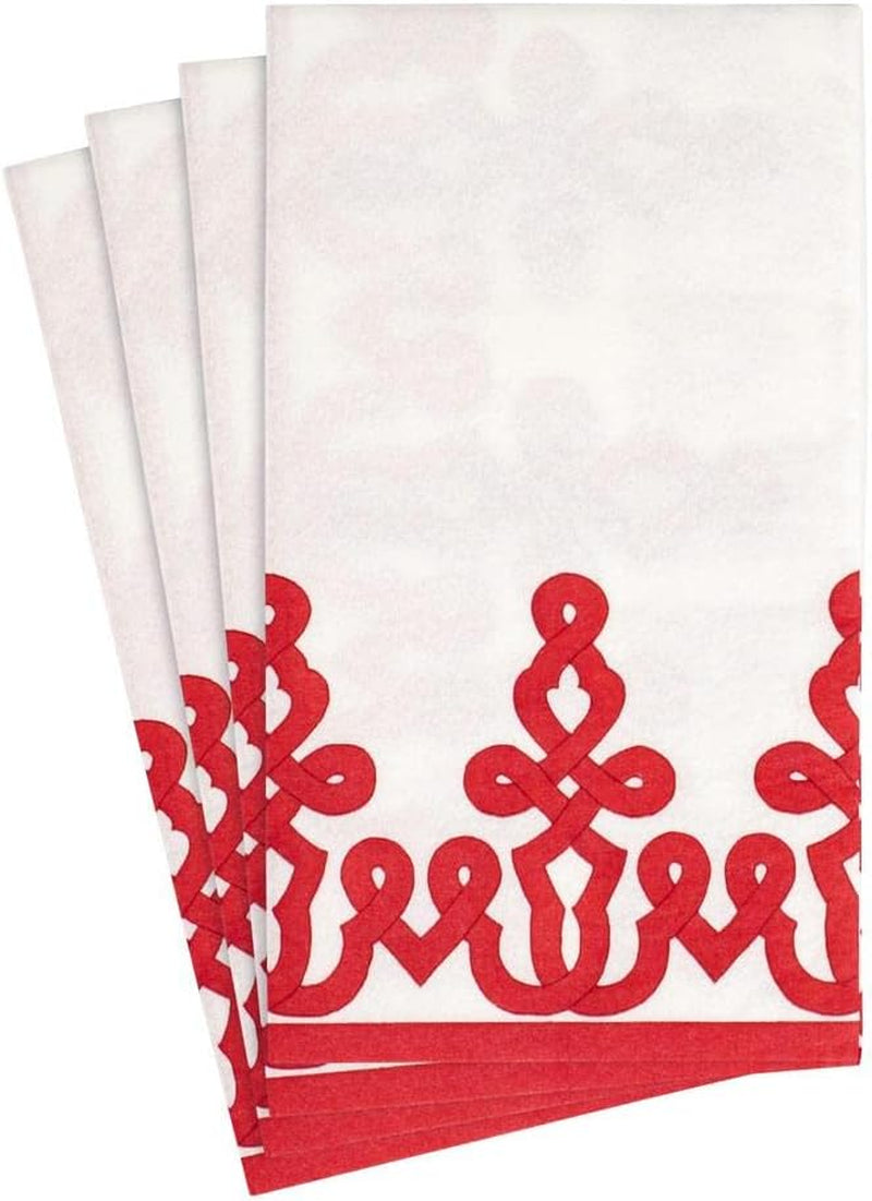 Serviettes en papier Dessin Passementerie, lin, rouge, 12 par paquet