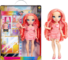 Rainbow High Fashion Doll - Pinkly Paige - Poupée mannequin rose dans une tenue tendance - avec des lunettes et plus de 10 accessoires de jeu colorés - Idéale pour les 4-12 ans et les collectionneurs