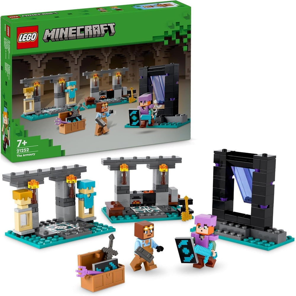 LEGO Minecraft The Armory Playset avec figurines de héros, armes jouets et figurine d'Alex, jouet d'action pour garçons et filles, cadeau pour les joueurs et les enfants de 7 ans 21252 Ensembles de construction Besuche den LEGO-Store Single