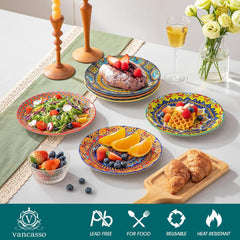 Lot de 6 assiettes à dessert, Vancasso KRVI pour 6 personnes, Ø 22 cm, passent au lave-vaisselle et au micro-ondes, assiettes à pâtes, assiettes à petit-déjeuner, assiettes à gâteaux