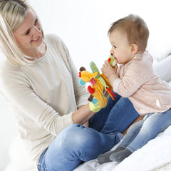 Fehn Play Glove Safari - Marionnettes à doigts pour bébé singe et éléphant et chaussettes cloches pour bébé licorne - chaussettes bébé avec fonction cloche et tête de licorne - stimulent la motricité et les sens Bebe Toys Naty Shop