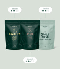 Forfait Spécial Café Incapto au Lait | Grains de café spéciaux, naturels | Cafés du Brésil, du Pérou et du Guatemala | Café Spécial +80 Points SCA | 3 paquets de 500 g chacun