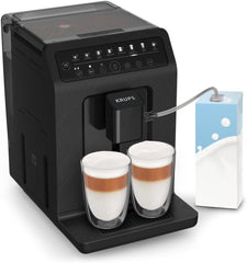 Machine à expresso automatique Krups EA897B Evidence ECOdesign, fonction expresso et cappuccino automatique, technologie Quattro Force, tasses à lait à une touche, 8 préréglages, système de lait, 1450 W