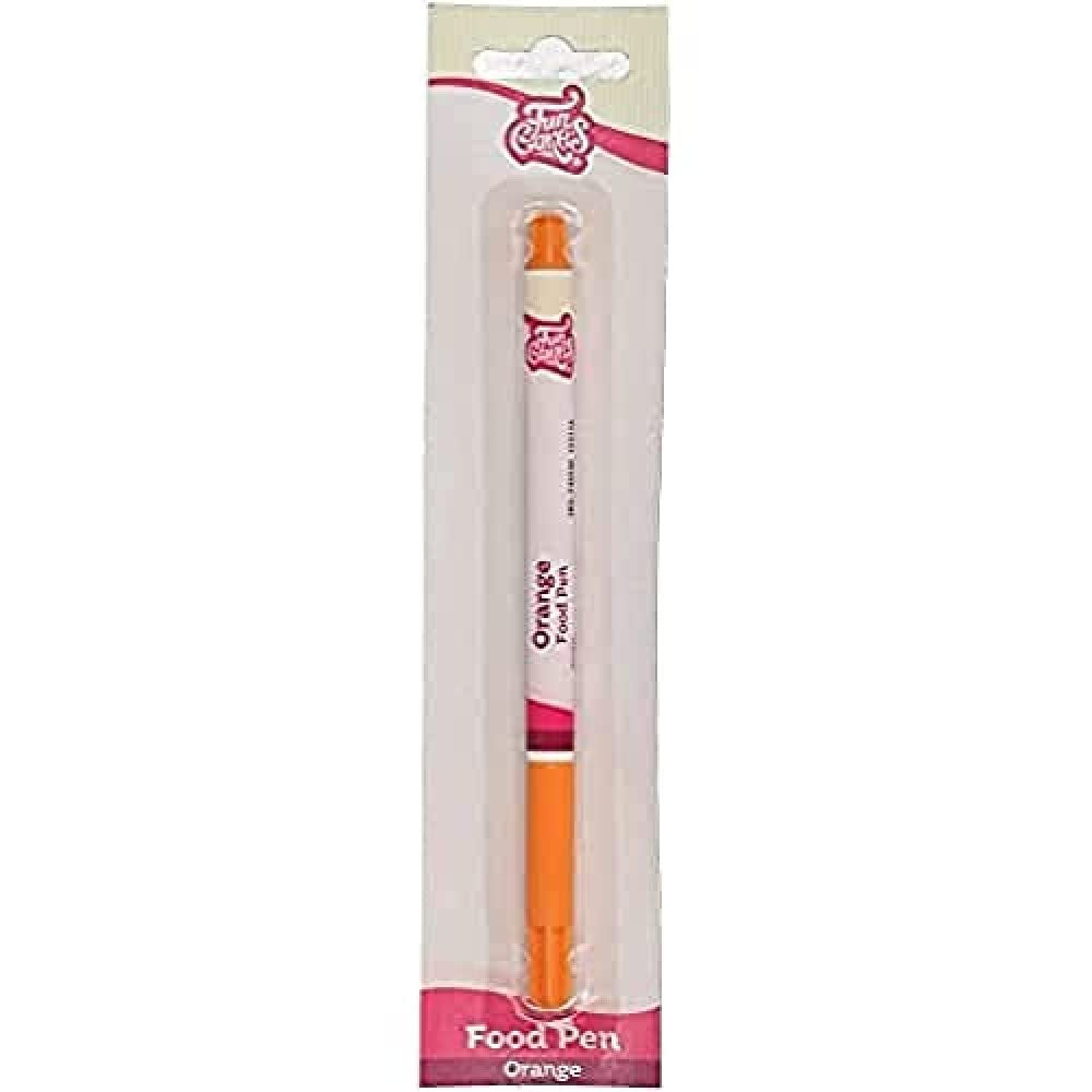 Stylos comestibles Funcakes, orange : colorant alimentaire, pointe flexible pour lignes épaisses et fines, stylo comestible pour biscuits, gâteaux, fondants et plus encore, idéal pour la personnalisation, certifié Halal