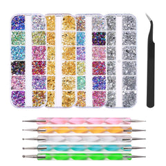 Strass pour ongles avec outils de pointage, décoration d'ongles 3D, ensemble de pierres à paillettes pour ongles, paillettes pour nail art, accessoires pour ongles, conception d'ongles avec pince à épiler