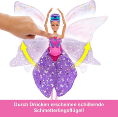 Barbie Dance And Flutter Poupée de transformation 2 en 1 danseuse en papillon avec ailes ouvertes, cheveux violets, bijoux pour cheveux et tutu détachable, HXJ10 Naty Shop Dolls