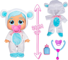 Cry Babies Loving Care Kristal Doll, Kristal Loving Care Baby Doll avec 3 accessoires pour jouer au docteur, soins infirmiers, pleurer avec de vraies larmes, jouet pour bébé de 18 mois