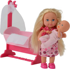 Simba 105736242 - Evi Love Doll Cradle 2 Assortiment Evi en nounou avec berceau et poupée mannequin bébé 12 cm pour 3 ans et plus