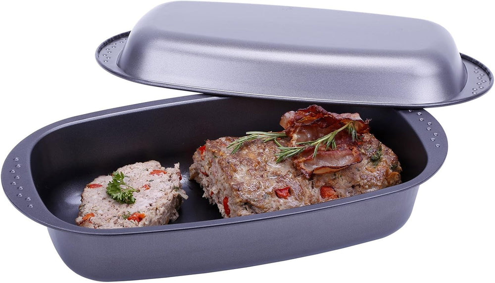 Chg 9942-04 Bratenform Mit Deckel, Antihaftbeschichte, Anthracite-Métallique, 37 X 20 X 7 Cm Moules et plateaux de cuisson Naty Shop