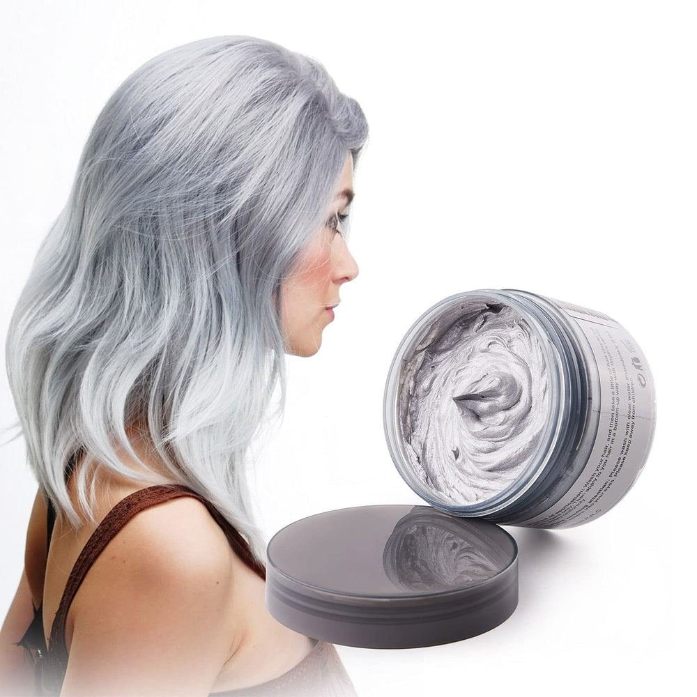 Coloration capillaire, teinture capillaire temporaire gris argenté, teinture capillaire temporaire 4,23 oz pour fête, cosplay et Halloween (gris argenté) Naty Shop Hair Dye gris argenté