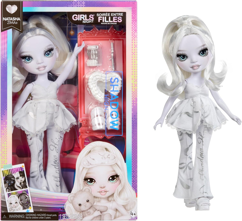 Rainbow High Shadow High Girl's Night Doll - Natasha Zima - Poupée mannequin de 28 cm dans les tons de gris, cheveux blancs et tenue argentée avec accessoires et peigne - Pour les collectionneurs et les enfants à partir de 6 ans