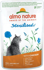Almo Nature Functional - Sterilized - Nassfutter für Erwachsene und reife, sterilisierte or wenig actif Katzen - mit Huhn - fettarm, feuchtigtisspendend - 70 g (30er Packung)