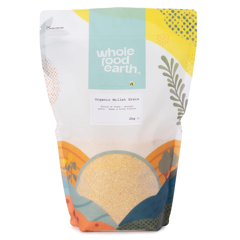 Millet biologique Wholefood Earth 2 kg | Sans OGM | Végétalien | Riche en fibres | Certifié biologique