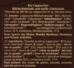 Chocolat bio fourré au cappuccino, 100g