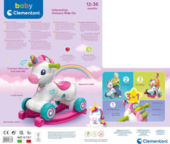 Balançoire licorne Baby Clementoni - Animal à bascule 3 en 1 avec centre d'activités interactif pour les enfants à partir de 12 mois - Jouet sensoriel et moteur 17883 Bebe Toys Naty Shop