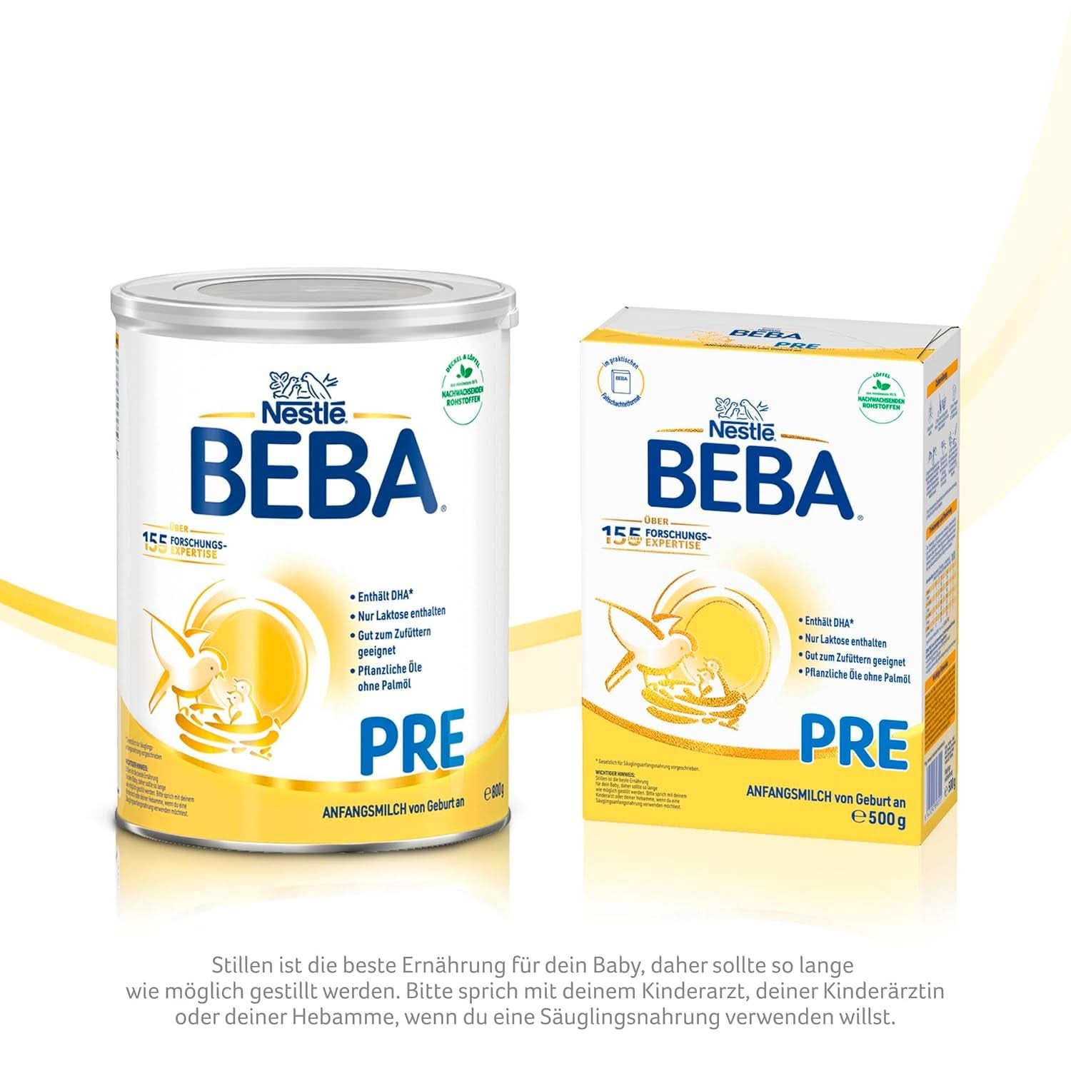 BEBA PRE Lapte inițial de la naștere, hrană pentru copii cu DHA, doar lactoză, fără ulei de palmier, pachet 3 (3 x 800 g) Naty Shop