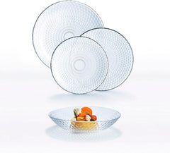 Pampille Service de table en verre transparent, 18 pièces - 6 personnes, services de table transparents Naty Shop