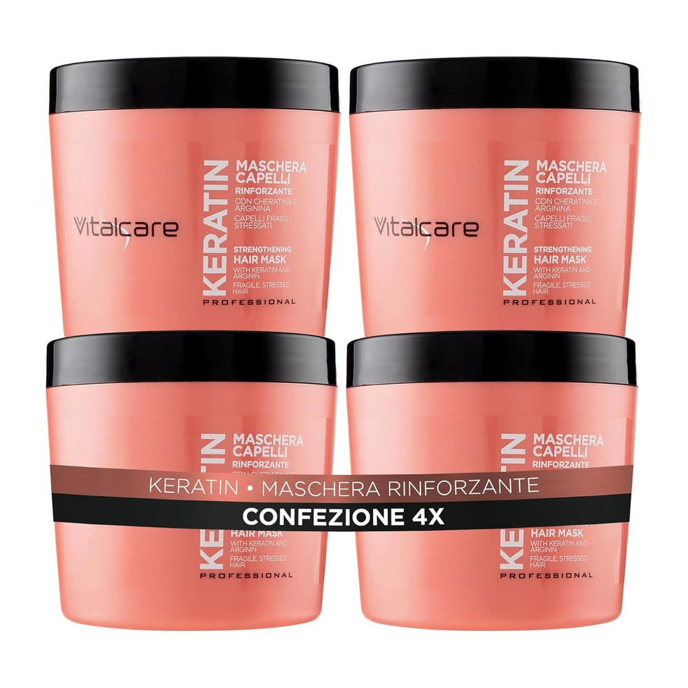 | Kératine - Masque capillaire fortifiant pour cheveux cassants et abîmés à la kératine et à l'arginine pour des cheveux plus forts et plus doux 4 x 500 ml Naty Shop Hair Mask 500 Ml (Pack de 4) Masque