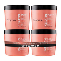 | Kératine - Masque capillaire fortifiant pour cheveux cassants et abîmés à la kératine et à l'arginine pour des cheveux plus forts et plus doux 4 x 500 ml Naty Shop Hair Mask 500 Ml (Pack de 4) Masque