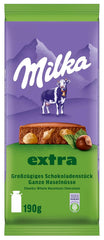 Noisettes entières au chocolat Milka Extra - Chocolat au lait alpin aux noisettes entières croquantes - 12 x 190g