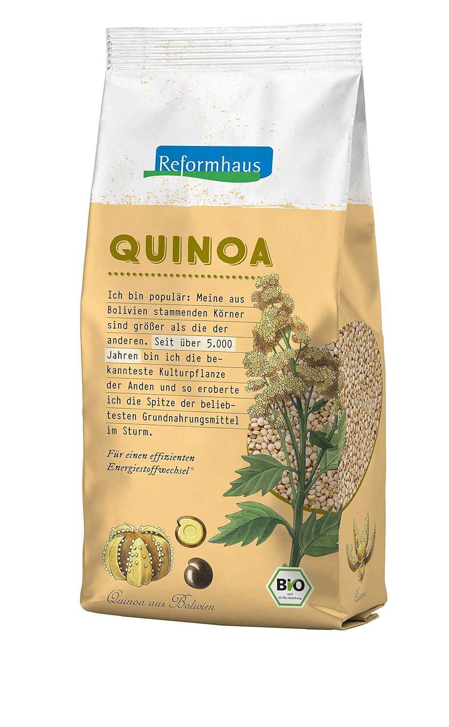 Quinoa albă integrală, fără gluten, organică, 500g