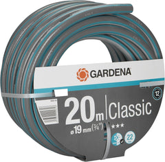 Tuyau Gardena Classic 19 mm (3/4"), 20 m : Tuyau d'arrosage universel en tissu robuste, tissé en croix, pression d'éclatement de 22 bars, résistant aux UV, sans composants du système, garantie 12 ans (18022-20)