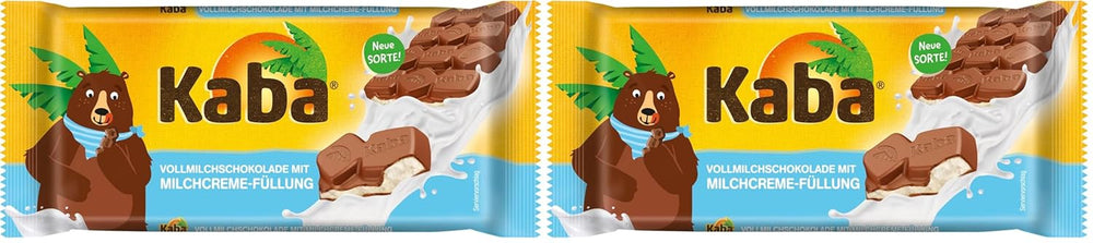 Barre de chocolat fourrée au chocolat au lait entier et à la crème de lait Kaba Barre de 90 g de chocolat fondant avec crème de lait légère et saveur originale Kaba (paquet de 2)