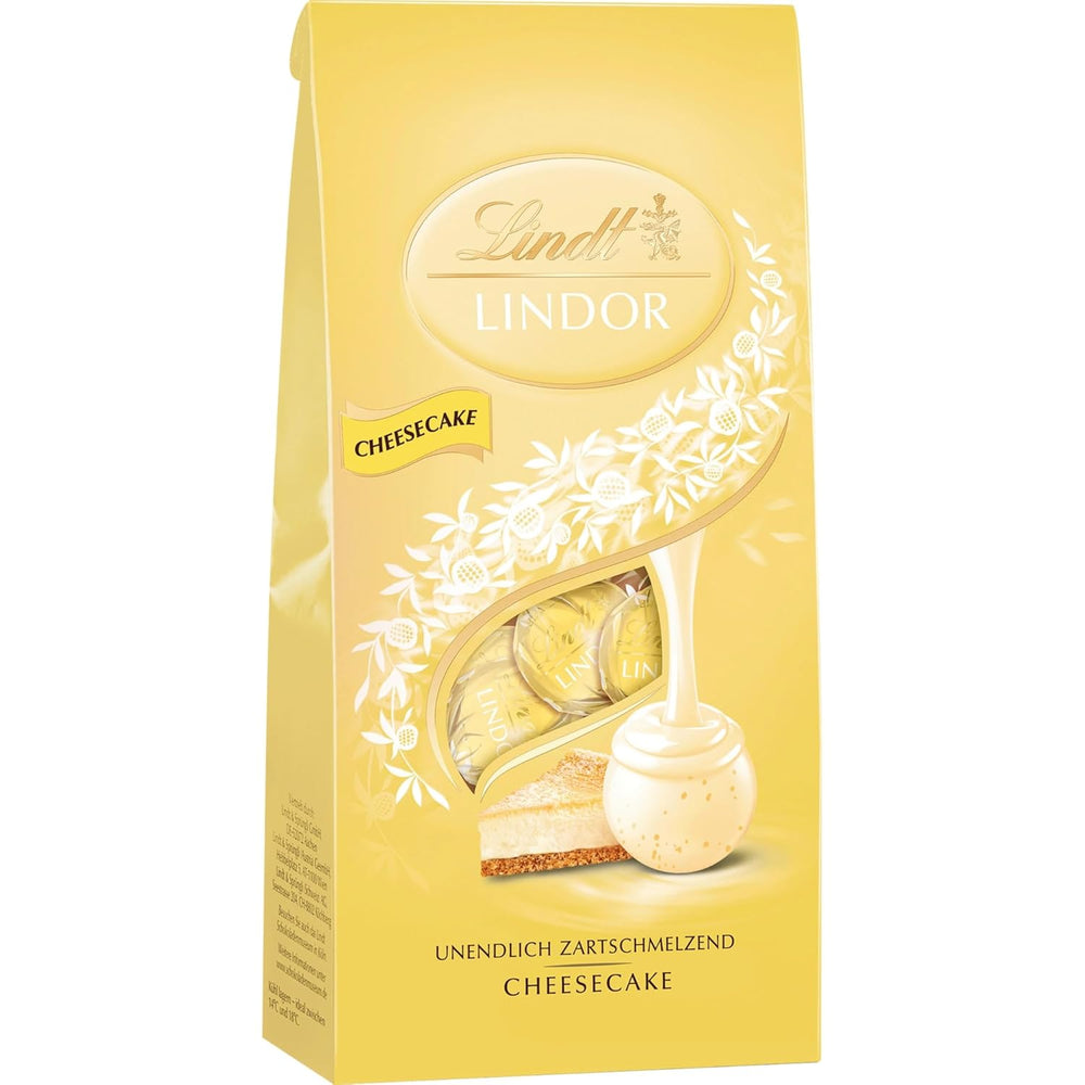 Chocolat Lindt | Sachets LINDOR pour cheesecake | 137g | 10 boules de chocolat au lait fourrées au cheesecake fondant | Cadeau chocolat