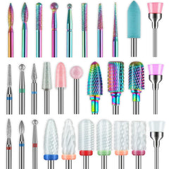 Depvko 30 pièces embouts de coupe-ongles, 3/32'' en céramique pour ongles, acrylique, diamant, haut-fil, Hartmetall, fer à repasser pour maison de salon, gel, manucure, atelier de coiffure (avec 3 étuis)
