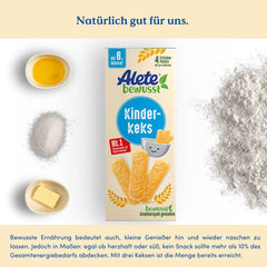 Alete Conscious Baby Biscuits, 8 mois et plus, biscuits au beurre de blé pour bébés, petits biscuits à collation idéalement emballés, parfaits pour les déplacements et à temps, 1 x 180 g (paquet de 2)
