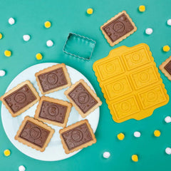 CHEFCLUB Ensemble de biscuits aux pépites de chocolat, emporte-pièce rectangulaire et moule à chocolat en silicone, ensemble de pâtisserie pour enfants à partir de 4 ans, cuisson facile et créative