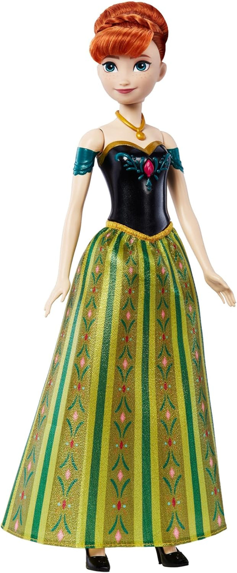 Mattel Toys Disney Frozen Anna poupée mannequin chantante en tenue emblématique chante "Pour la première fois" du film Disney en anglais, français, allemand, italien, JDL59