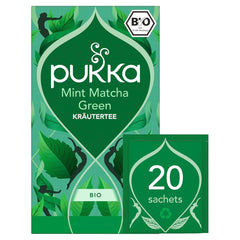 Poukka | Tisane Bio "Menthe Matcha Verte" | Menthe, menthe poivrée et matcha | Thé vert pour la fraîcheur matinale | Paquet de 1 | 20 sachets de thé