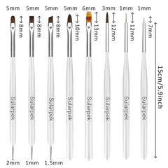 Sularpek 8 pcs Nagel Pinsel Set, Pinsel pour Gel Nail, Nageldesign Pinsel, Nail Art Dotting Tools, Nailart Pinsel pour Gel Acryl Nail Nailart