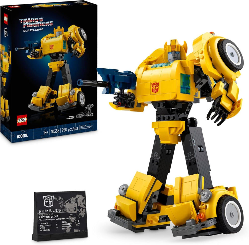 LEGO Icons Transformers Bumblebee, Roboter-Actionfigur für Erwachsene zum Sammeln, Bauset zum Film für Science-Fiction-Fans, lässt Sich in EIN Auto umbauen, Abenteuer-Spielzeug 10338