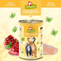 GranataPet DeliCatessen Huhn PUR, Nassfutter für Katzen, Futter ohne Getreide & ohne Zuckerzusätze, Katzenfutter mit hohem Fleischanteil & hochwertigen Ölen, 6 x 400 g