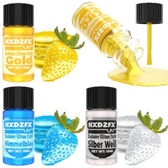 Essbarer Glitzer - 3 Torten Kuchen Deko Essbare, Metallic Lebensmittelfarbe Flüssiges, Paillettes comestibles pour muffins, cocktails, guimauves - 10 ml Naty Shop Default Title