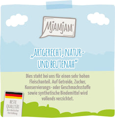 MjAMjAM - Nourriture humide de qualité supérieure pour chats - Canard et volaille tendres avec de délicieuses carottes, 1 paquet (1 x 400 g), sans céréales avec viande supplémentaire