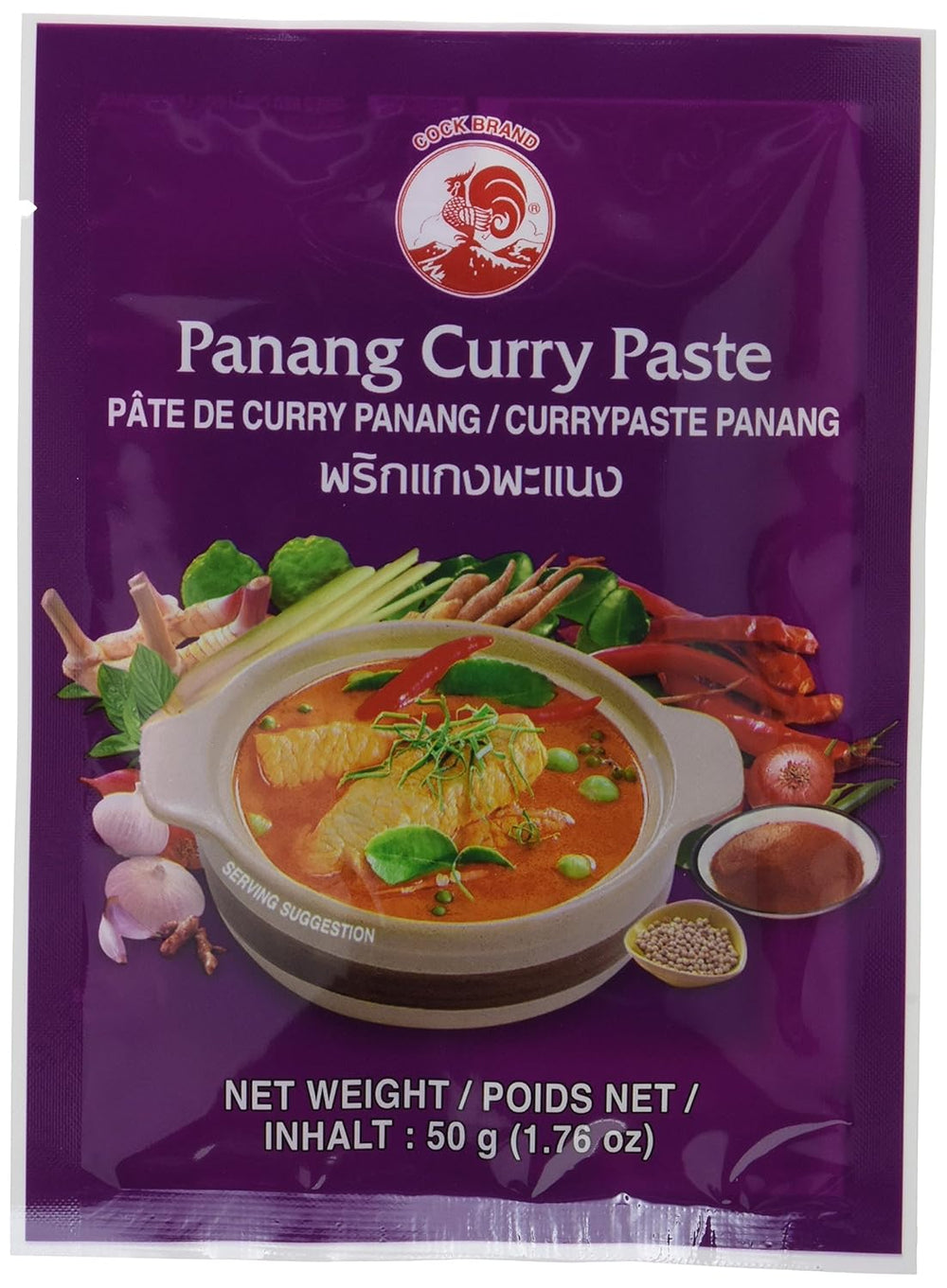 Cock Currypaste Panang, medium Schärfe, authentique cuisine thaïlandaise, ingrédients naturels, végétalien, halal et sans gluten (1 x 50 g)