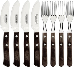Tramontina PIZZA Besteck, 8-Tlg Set, Für 4 Personen, Rostfreier Edelstahl, Fsc-Zertifizierte Holzgriffe, Spülmaschinenfest Kitchen Naty Shop
