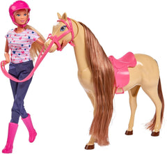 Simba 105730939 - Steffi Love Riding Tour, En tenue d'équitation, Avec 2 chevaux, Poupée entièrement articulée, Poupée à habiller, 29 cm, Pour les enfants à partir de 3 ans Poupées Naty Shop Are