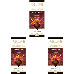 Lindt EXCELLENCE deegstukken met pailletten en karamel - fijne donkere chocolade met intense cacaosmaak