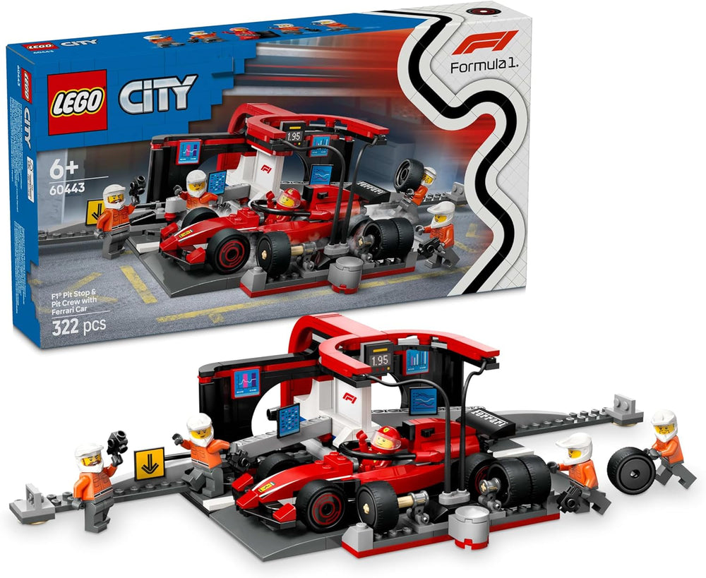 LEGO City F1 Pit Stop avec l'équipe et Ferrari Speedster - Ensemble d'arrêt au stand de Formule 1 avec 1 pilote de course et 4 figurines mécaniques - Jouet de voiture de course pour garçons et filles de 6 ans et plus - 60443 Jeux de construction Beuche den LEGO-Store Default Title