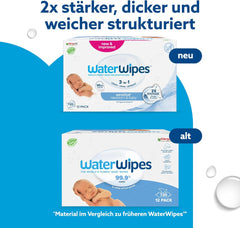 Lingettes humides WaterWipes Sensitive+ pour nouveau-nés et bébés, 720 unités (paquet de 12), nettoyage 3 en 1, entretien, protection, 99,9 % d'eau, sans parfum