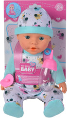 Poupée nouveau-né éléphant en vinyle de 30 cm, avec fonction de boisson et d'arrosage, biberon et tétine, à partir de 2 ans