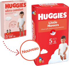 Couches pour bébé Huggies Little Movers, motif Disney, taille 5, 126 pièces (3 x 42), boîte mensuelle